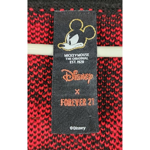 Disney X Forever 21 Mickey Mouse Sweater Womens Small Plaid Preppy Cardigan - Picture 6 of 12